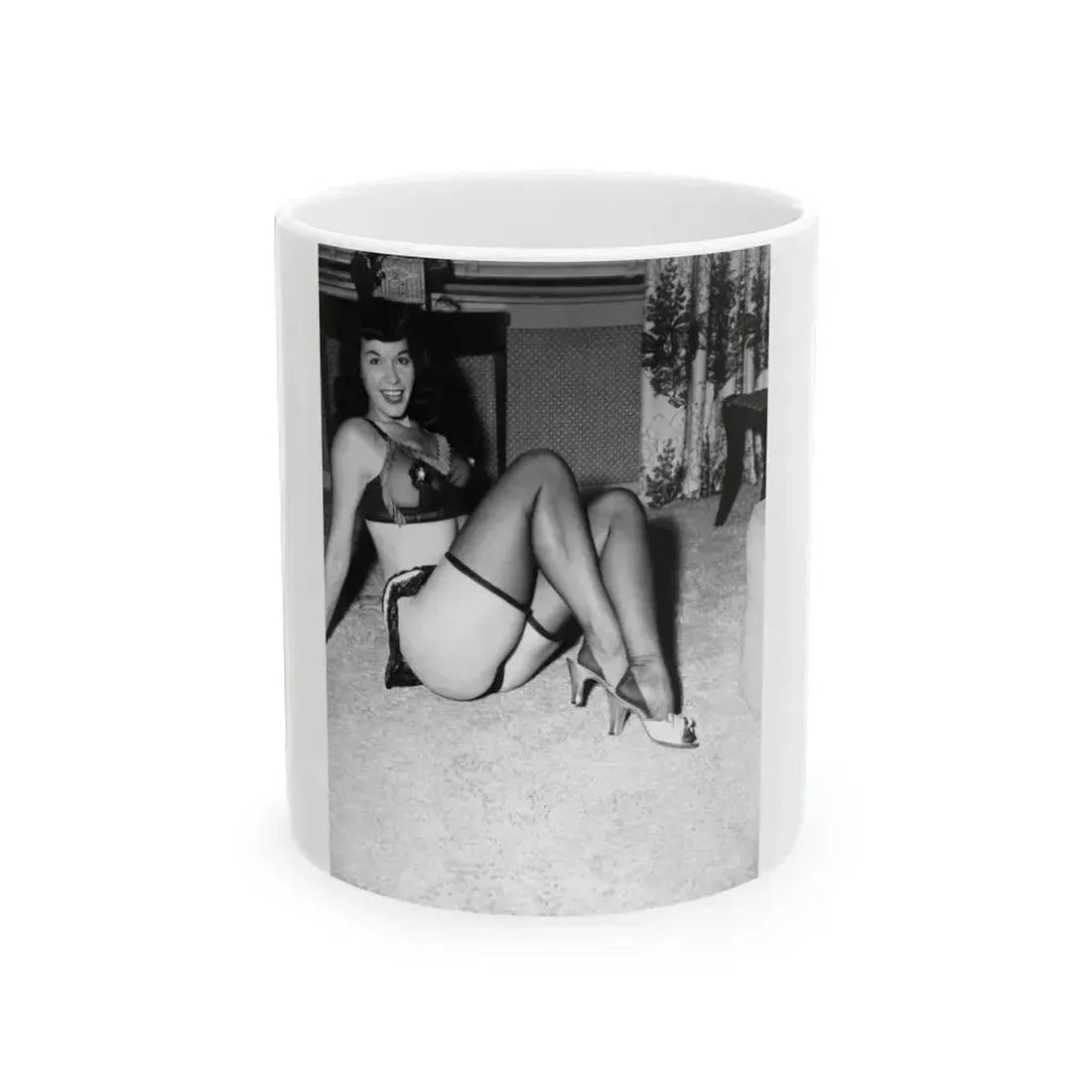 Bettie Page #791 (Vintage Female Icon) White Coffee Mug 11oz - Go Mug Yourself