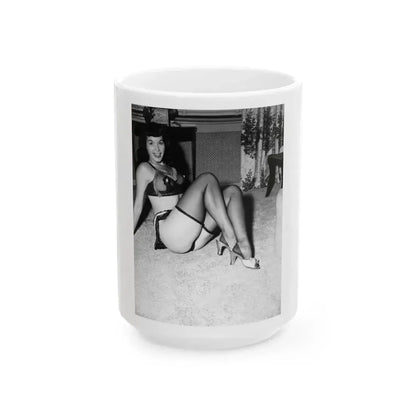 Bettie Page #791 (Vintage Female Icon) White Coffee Mug 15oz - Go Mug Yourself