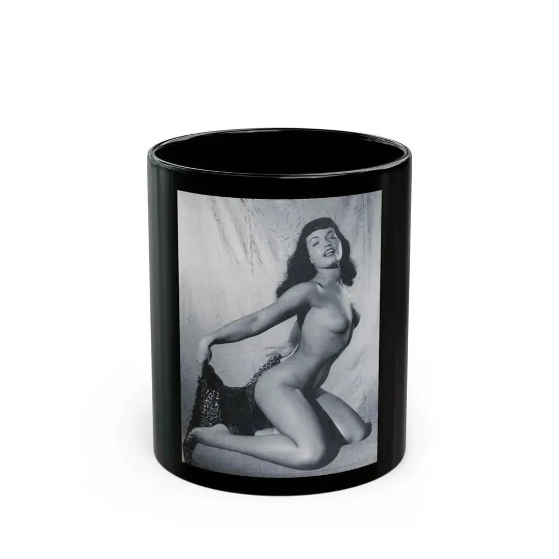 Bettie Page #792 (Vintage Female Icon) Black Coffee Mug 11oz - Go Mug Yourself