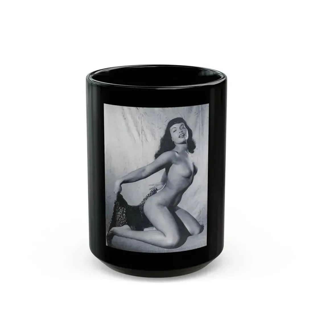 Bettie Page #792 (Vintage Female Icon) Black Coffee Mug 15oz - Go Mug Yourself