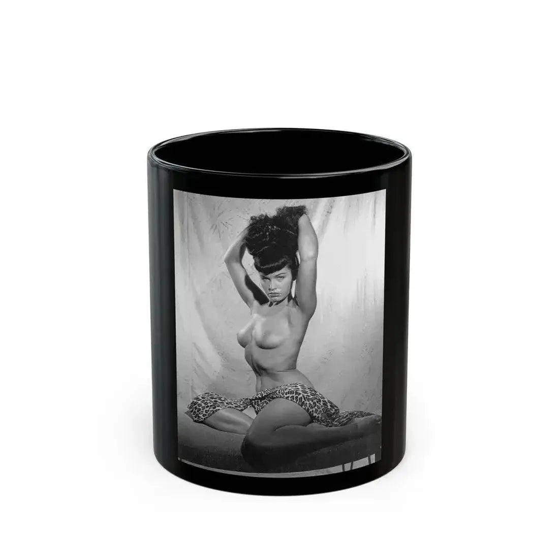 Bettie Page #794 (Vintage Female Icon) Black Coffee Mug 11oz - Go Mug Yourself