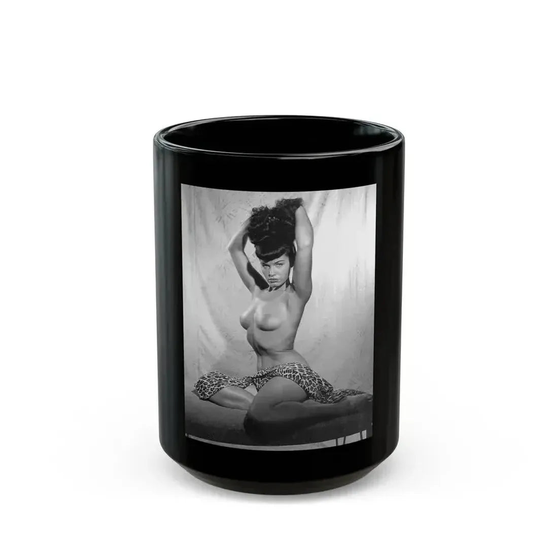 Bettie Page #794 (Vintage Female Icon) Black Coffee Mug 15oz - Go Mug Yourself