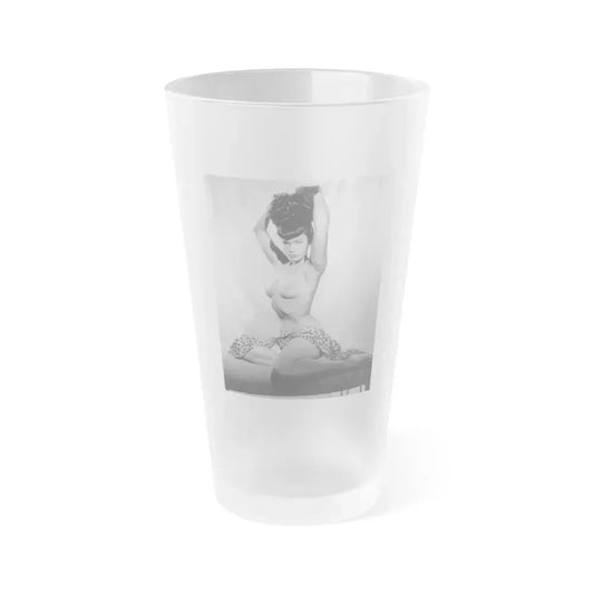 Bettie Page #794 (Vintage Female Icon) Frosted Pint Glass 16oz 16oz Frosted - Go Mug Yourself