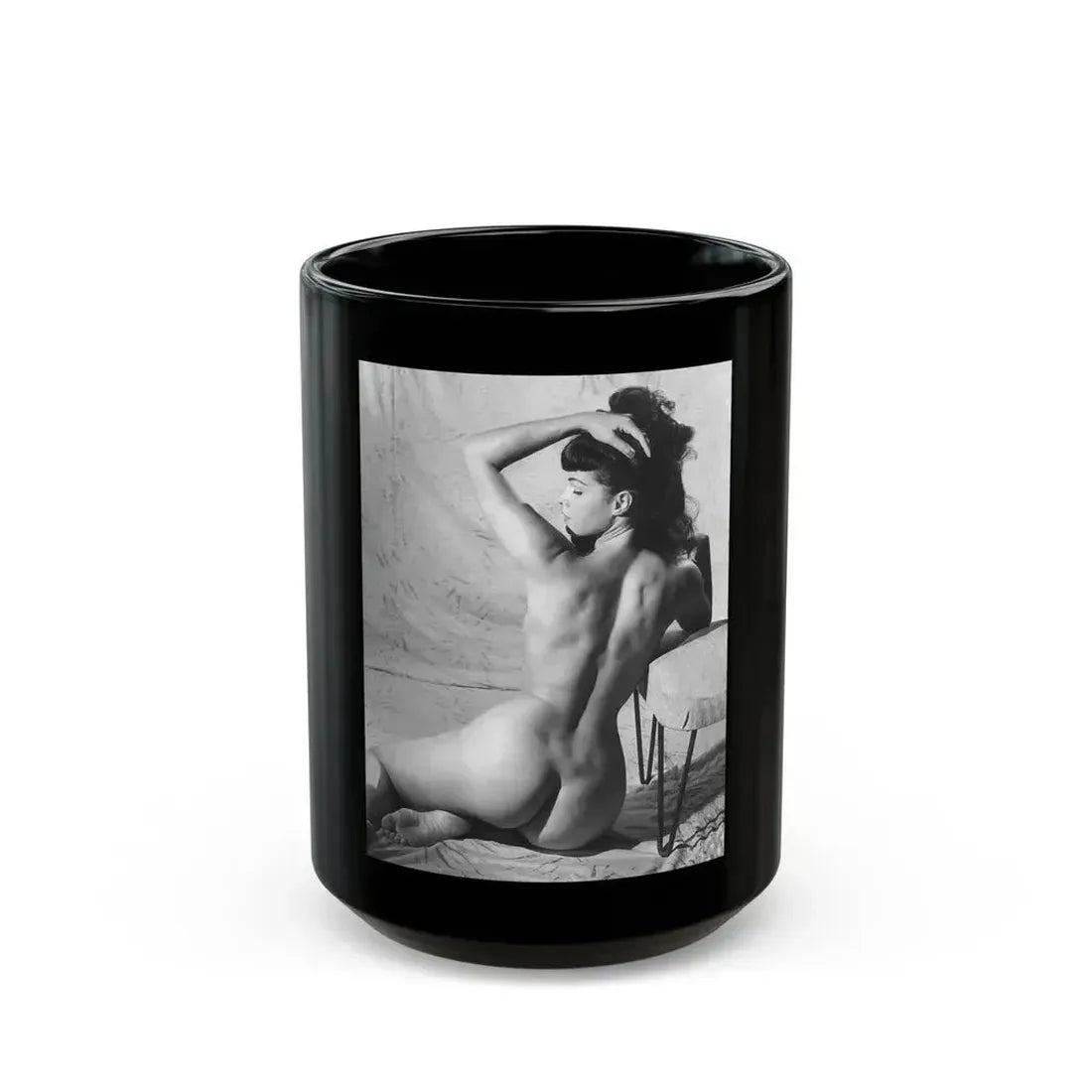 Bettie Page #797 (Vintage Female Icon) Black Coffee Mug 15oz - Go Mug Yourself