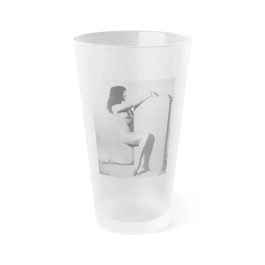 Bettie Page #799 (Vintage Female Icon) Frosted Pint Glass 16oz 16oz Frosted - Go Mug Yourself
