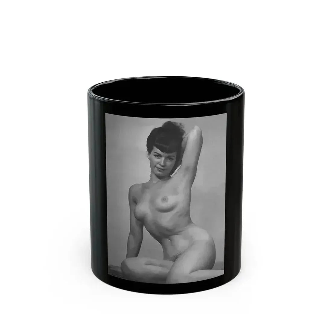 Bettie Page #801 (Vintage Female Icon) Black Coffee Mug 11oz - Go Mug Yourself