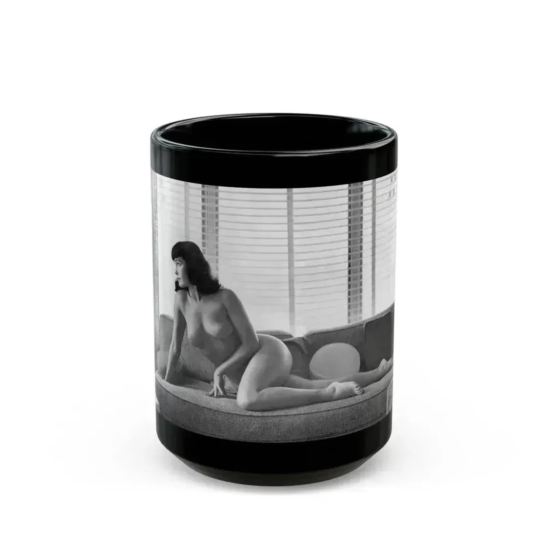 Bettie Page #802 (Vintage Female Icon) Black Coffee Mug 15oz - Go Mug Yourself