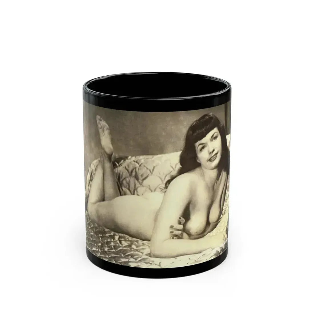 Bettie Page #810 (Vintage Female Icon) Black Coffee Mug 11oz - Go Mug Yourself