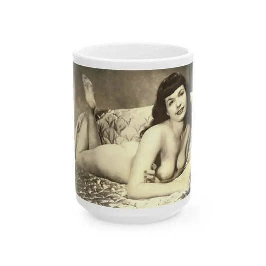 Bettie Page #810 (Vintage Female Icon) White Coffee Mug 15oz - Go Mug Yourself