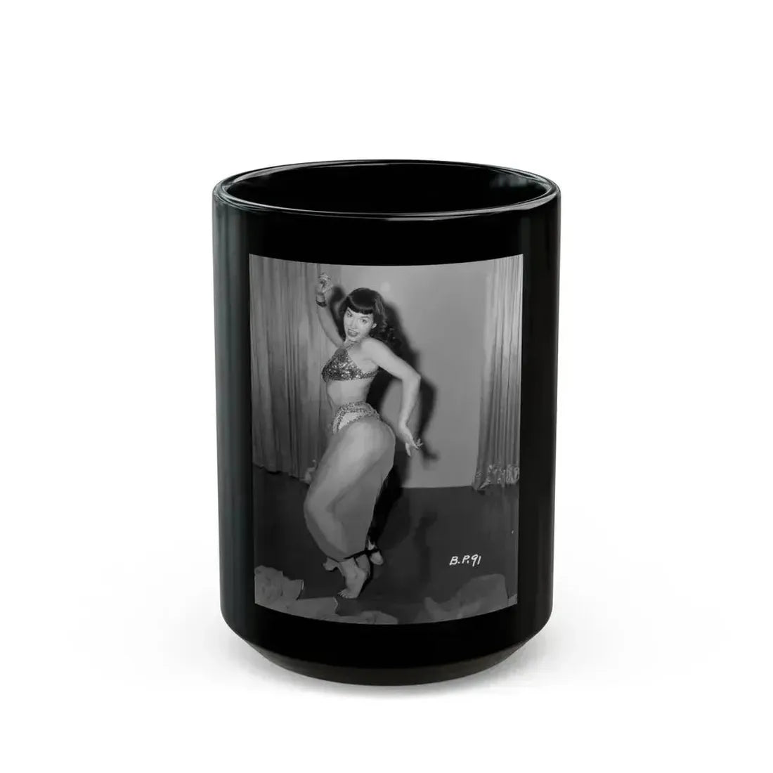 Bettie Page #816 (Vintage Female Icon) Black Coffee Mug - Go Mug Yourself