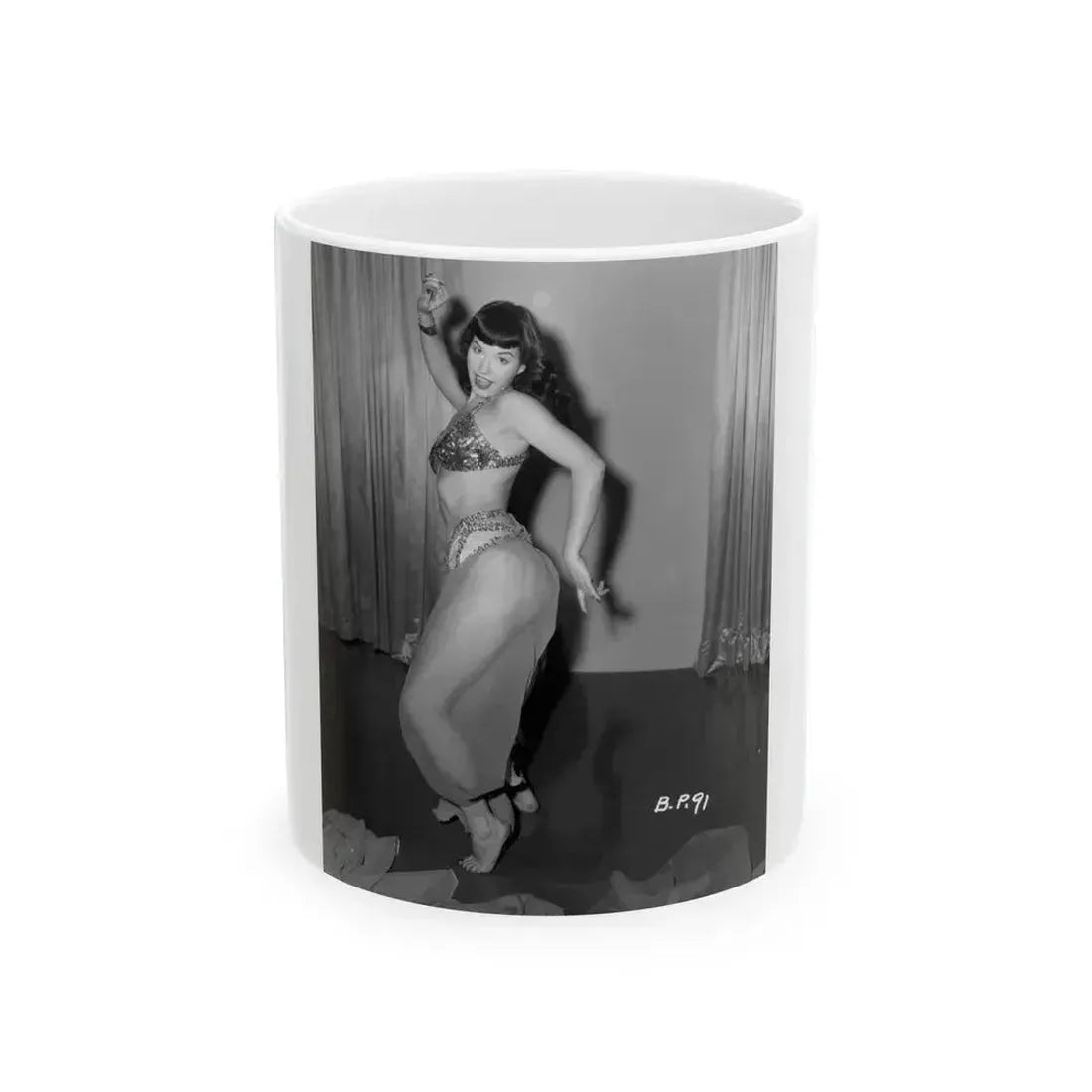 Bettie Page #816 (Vintage Female Icon) White Coffee Mug 11oz - Go Mug Yourself