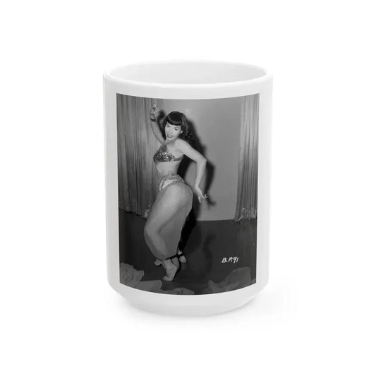Bettie Page #816 (Vintage Female Icon) White Coffee Mug 15oz - Go Mug Yourself