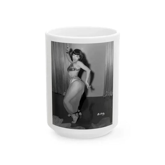 Bettie Page #816 (Vintage Female Icon) White Coffee Mug 15oz - Go Mug Yourself