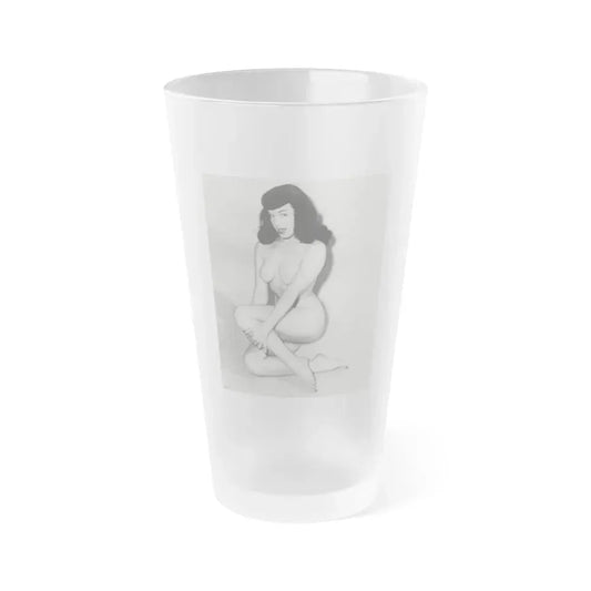 Bettie Page #819 (Vintage Female Icon) Frosted Pint Glass 16oz 16oz Frosted - Go Mug Yourself