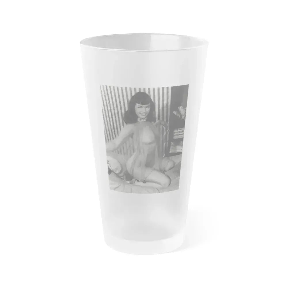Bettie Page #821 (Vintage Female Icon) Frosted Pint Glass 16oz 16oz Frosted - Go Mug Yourself