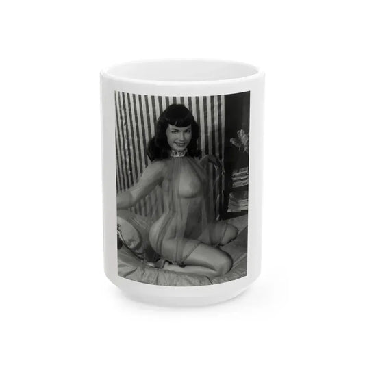 Bettie Page #821 (Vintage Female Icon) White Coffee Mug 15oz - Go Mug Yourself