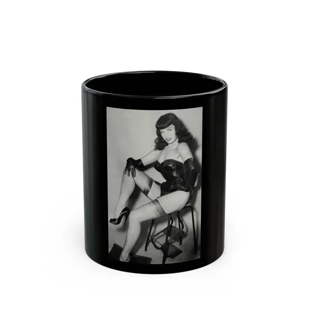 Bettie Page #822 (Vintage Female Icon) Black Coffee Mug 11oz - Go Mug Yourself