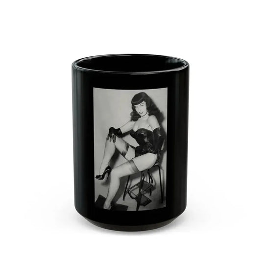Bettie Page #822 (Vintage Female Icon) Black Coffee Mug 15oz - Go Mug Yourself