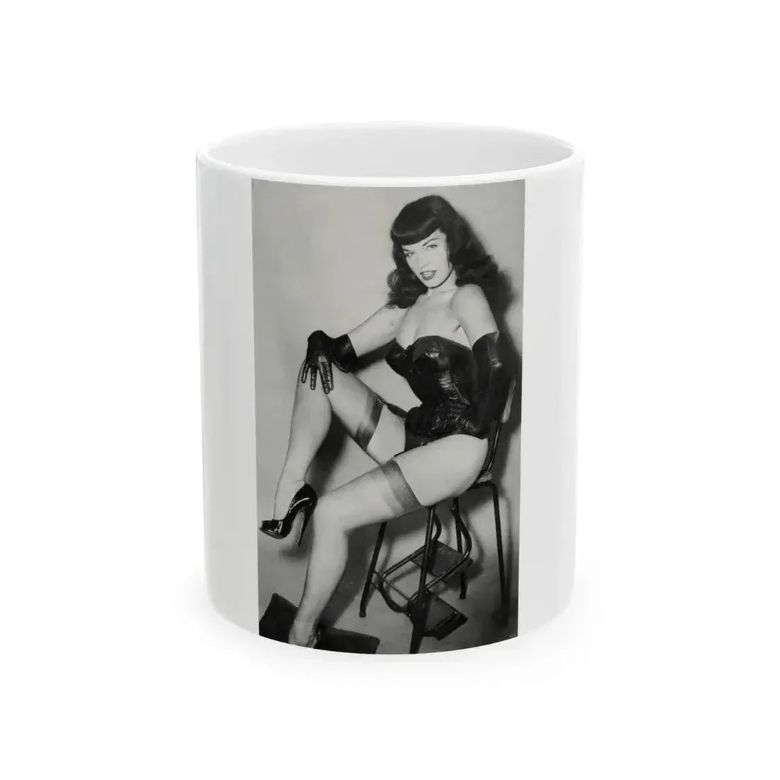 Bettie Page #822 (Vintage Female Icon) White Coffee Mug 11oz - Go Mug Yourself