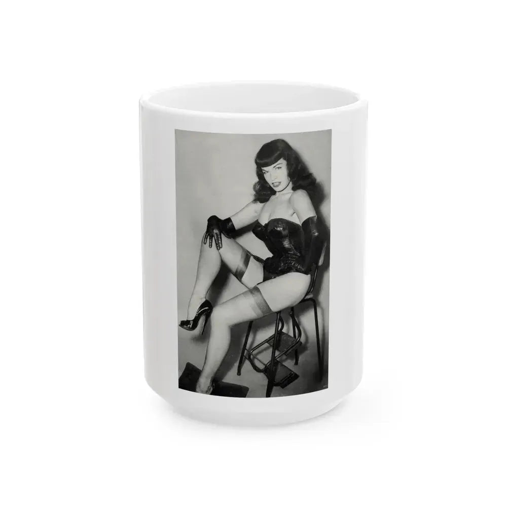 Bettie Page #822 (Vintage Female Icon) White Coffee Mug 15oz - Go Mug Yourself
