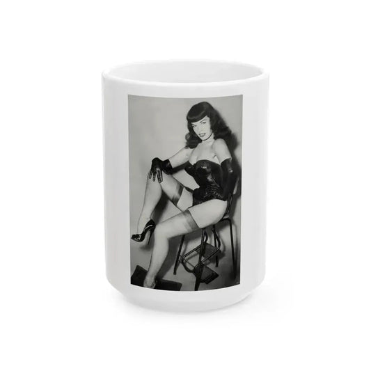 Bettie Page #822 (Vintage Female Icon) White Coffee Mug 15oz - Go Mug Yourself