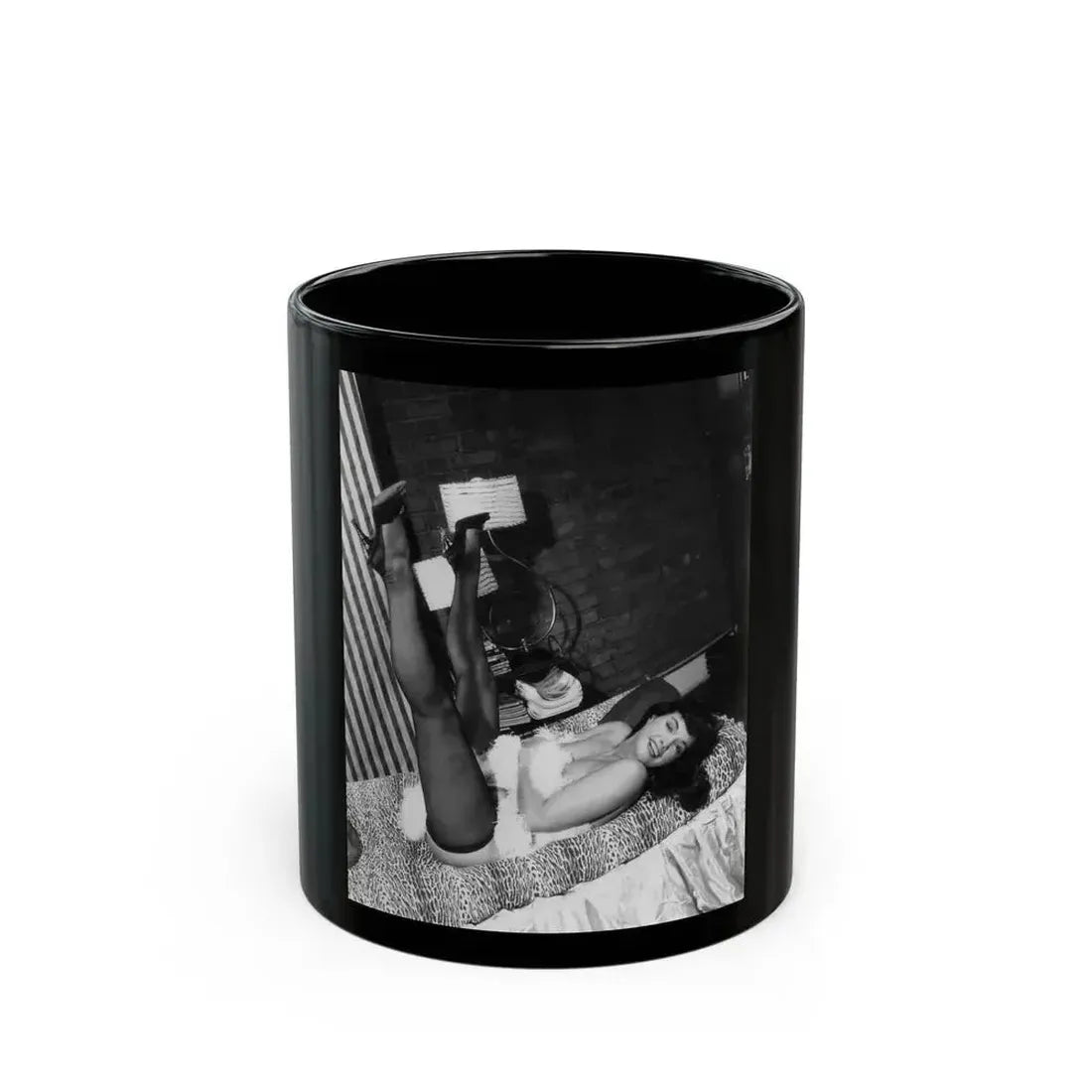 Bettie Page #826 (Vintage Female Icon) Black Coffee Mug 11oz - Go Mug Yourself