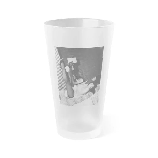Bettie Page #826 (Vintage Female Icon) Frosted Pint Glass 16oz 16oz Frosted - Go Mug Yourself