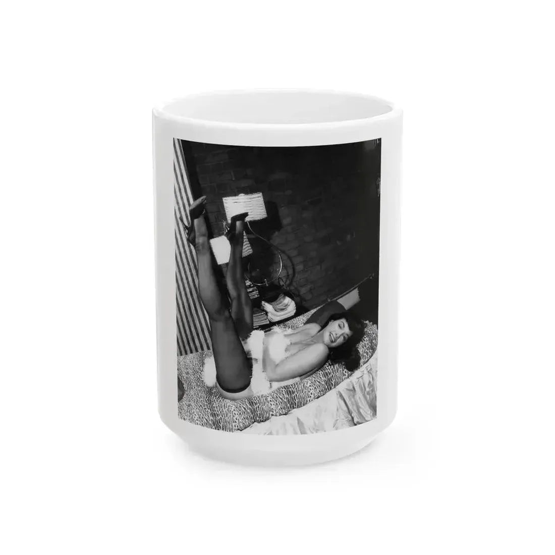 Bettie Page #826 (Vintage Female Icon) White Coffee Mug 15oz - Go Mug Yourself