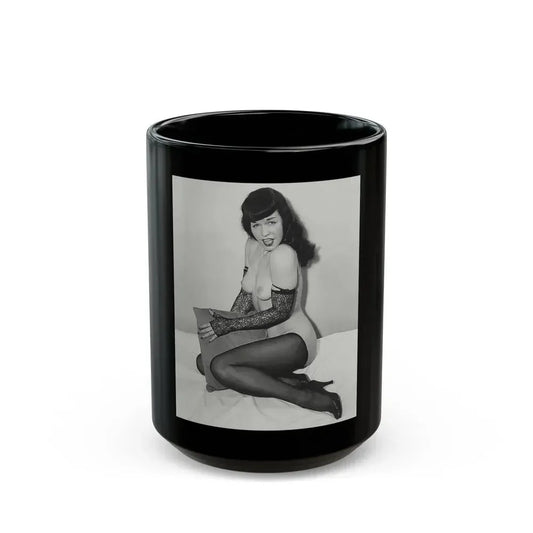 Bettie Page #828 (Vintage Female Icon) Black Coffee Mug 15oz - Go Mug Yourself