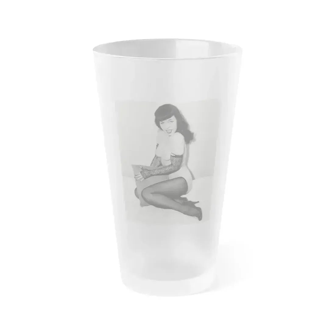 Bettie Page #828 (Vintage Female Icon) Frosted Pint Glass 16oz 16oz Frosted - Go Mug Yourself