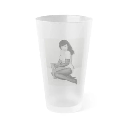 Bettie Page #828 (Vintage Female Icon) Frosted Pint Glass 16oz 16oz Frosted - Go Mug Yourself