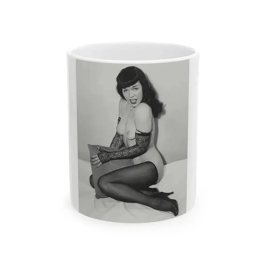 Bettie Page #828 (Vintage Female Icon) White Coffee Mug 11oz - Go Mug Yourself