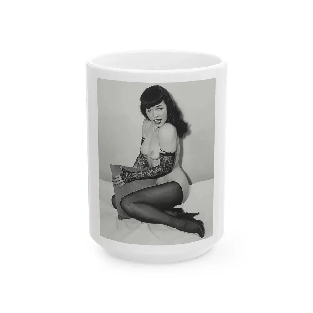 Bettie Page #828 (Vintage Female Icon) White Coffee Mug 15oz - Go Mug Yourself