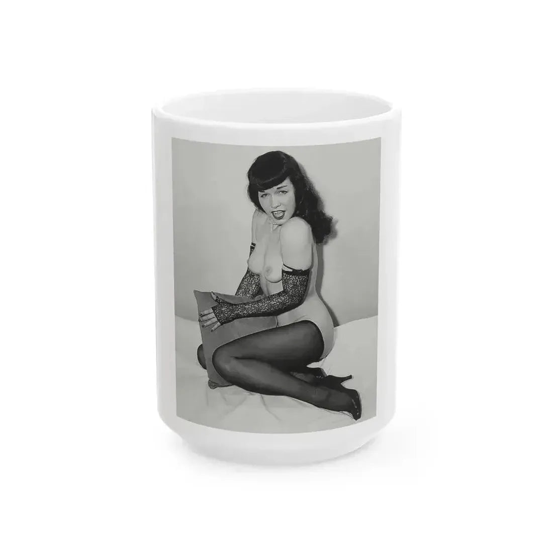 Bettie Page #828 (Vintage Female Icon) White Coffee Mug 15oz - Go Mug Yourself