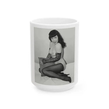 Bettie Page #828 (Vintage Female Icon) White Coffee Mug 15oz - Go Mug Yourself