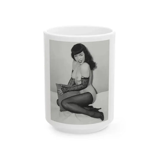 Bettie Page #828 (Vintage Female Icon) White Coffee Mug 15oz - Go Mug Yourself