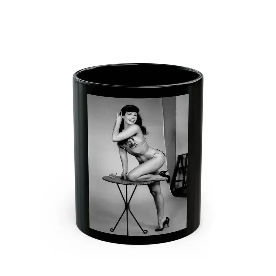 Bettie Page #84 (Vintage Female Icon) Black Coffee Mug 11oz - Go Mug Yourself