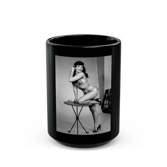 Bettie Page #84 (Vintage Female Icon) Black Coffee Mug 15oz - Go Mug Yourself