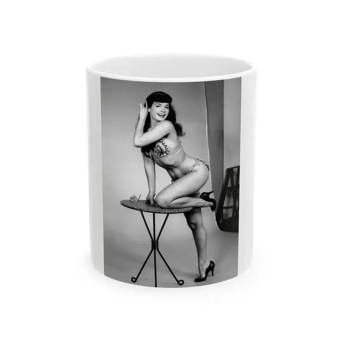 Bettie Page #84 (Vintage Female Icon) White Coffee Mug 11oz - Go Mug Yourself