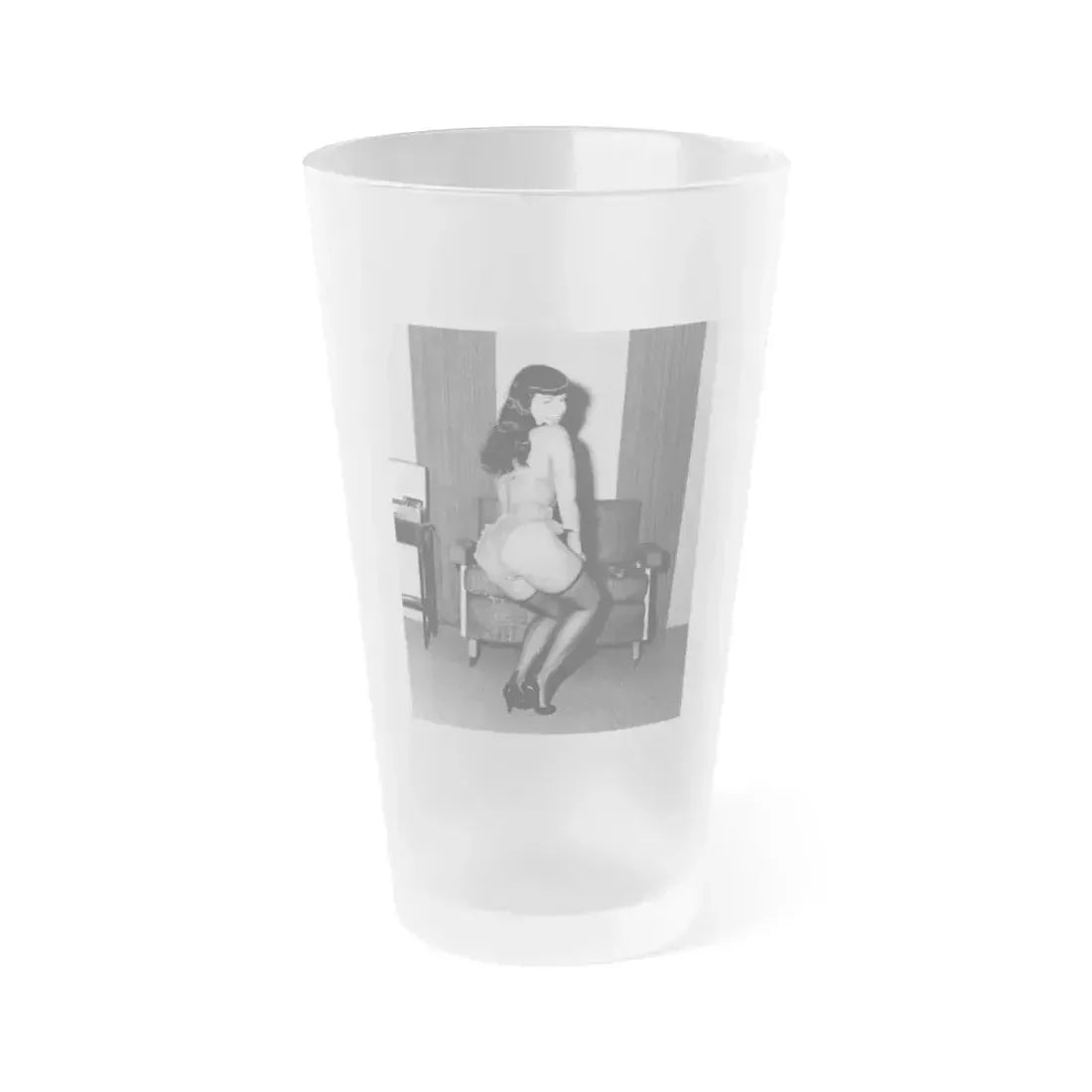 Bettie Page #840 (Vintage Female Icon) Frosted Pint Glass 16oz 16oz Frosted - Go Mug Yourself