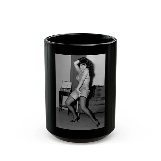 Bettie Page #841 (Vintage Female Icon) Black Coffee Mug 15oz - Go Mug Yourself
