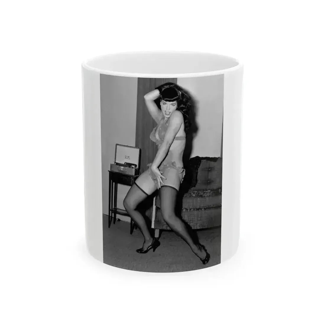 Bettie Page #841 (Vintage Female Icon) White Coffee Mug 11oz - Go Mug Yourself