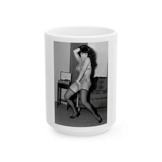 Bettie Page #841 (Vintage Female Icon) White Coffee Mug 15oz - Go Mug Yourself
