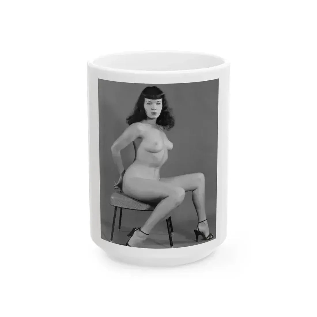Bettie Page #842 (Vintage Female Icon) White Coffee Mug 15oz - Go Mug Yourself
