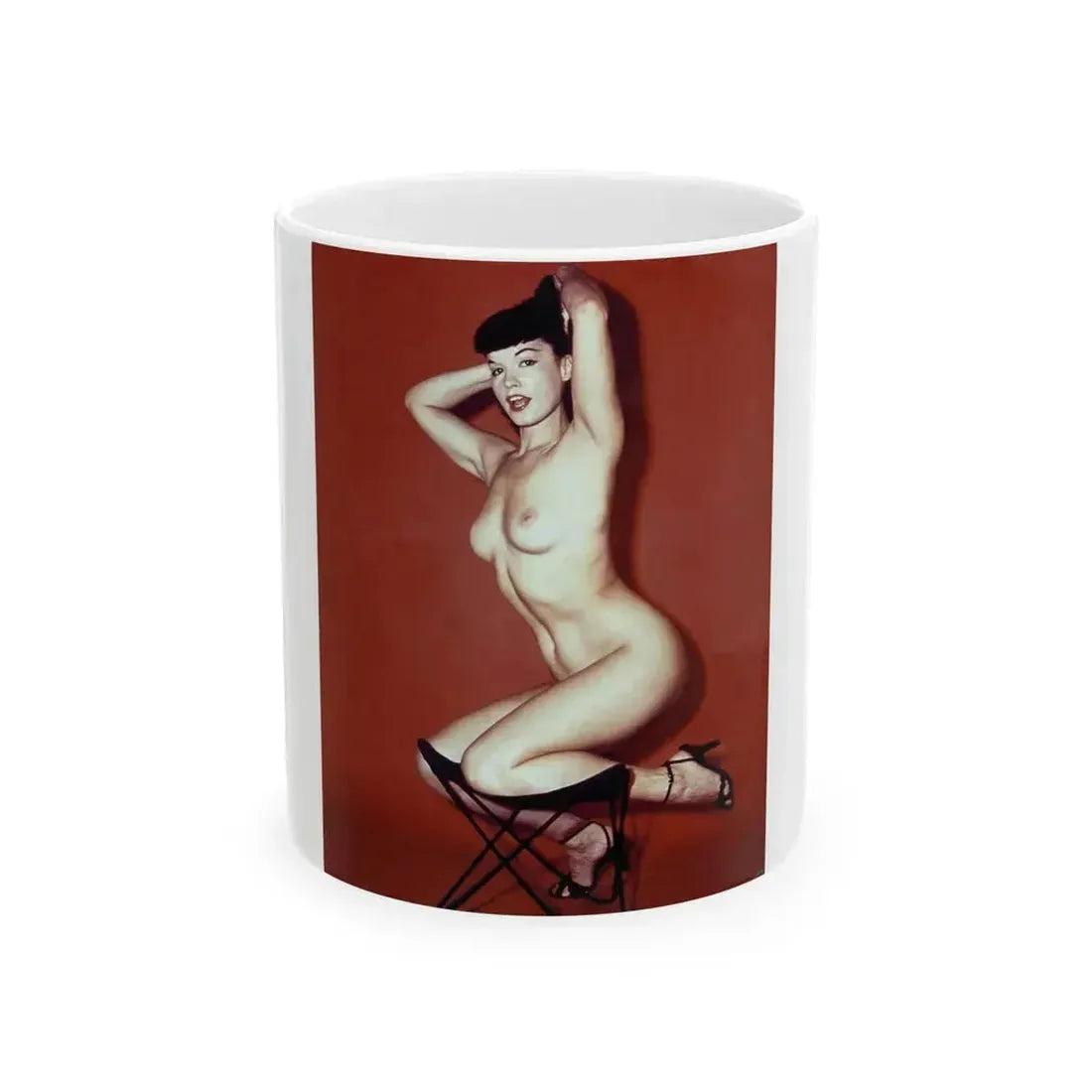 Bettie Page #843 (Vintage Female Icon) White Coffee Mug 11oz - Go Mug Yourself
