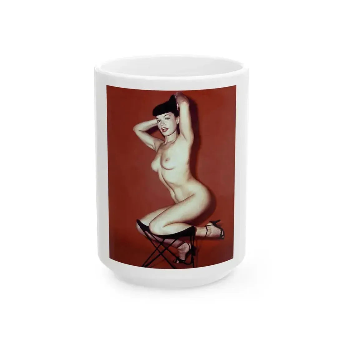 Bettie Page #843 (Vintage Female Icon) White Coffee Mug 15oz - Go Mug Yourself