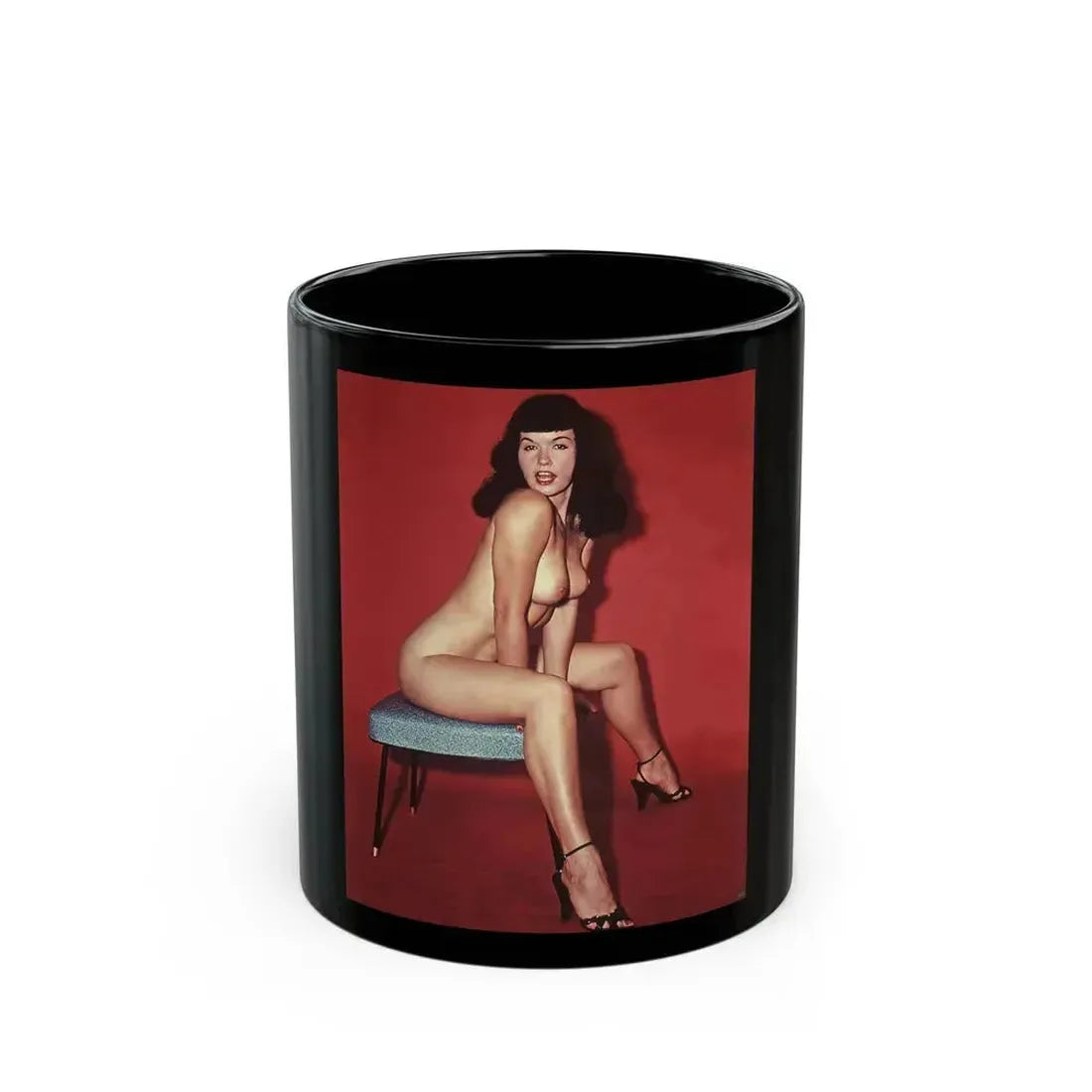 Bettie Page #844 (Vintage Female Icon) Black Coffee Mug 11oz - Go Mug Yourself