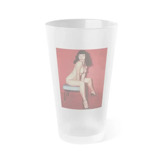 Bettie Page #844 (Vintage Female Icon) Frosted Pint Glass 16oz 16oz Frosted - Go Mug Yourself