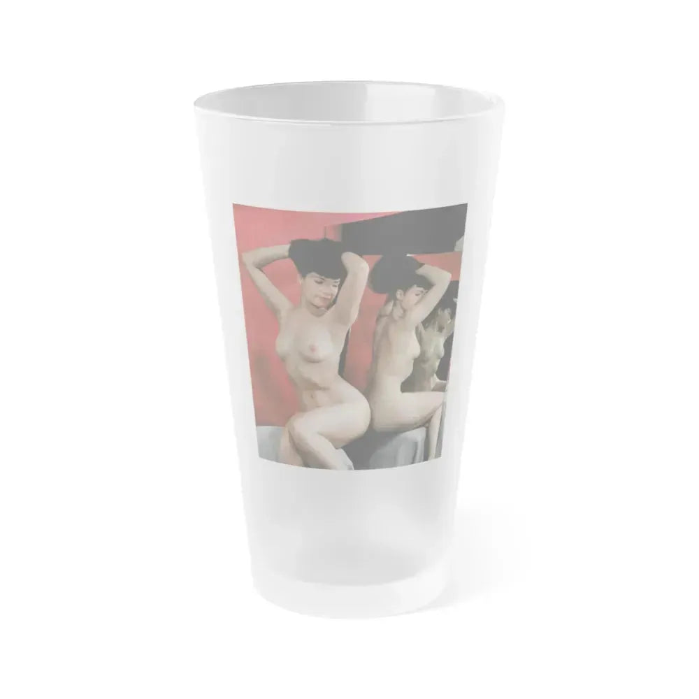 Bettie Page #85 (Vintage Female Icon) Frosted Pint Glass 16oz 16oz Frosted - Go Mug Yourself
