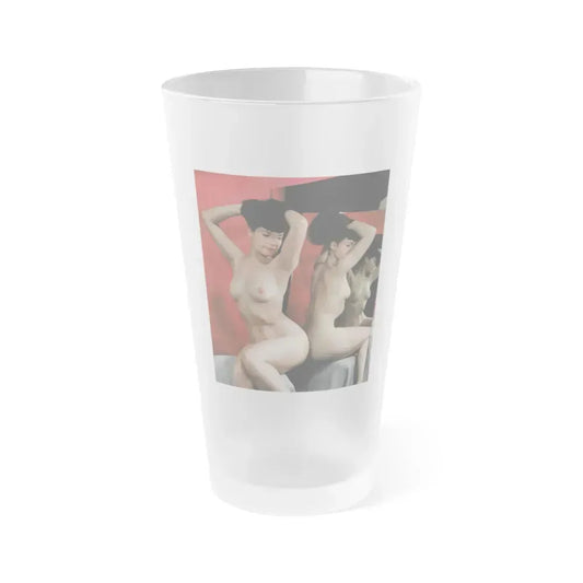 Bettie Page #85 (Vintage Female Icon) Frosted Pint Glass 16oz 16oz Frosted - Go Mug Yourself